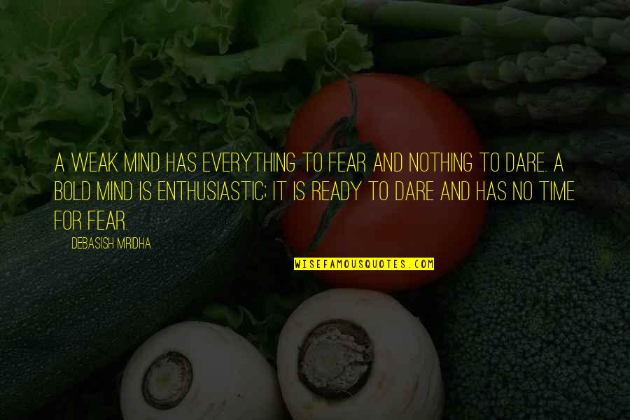 Everything Has Its Own Time Quotes By Debasish Mridha: A weak mind has everything to fear and