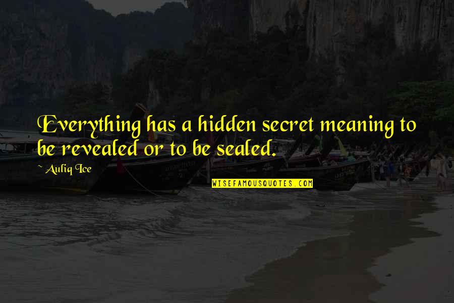 Everything Has Its Purpose Quotes By Auliq Ice: Everything has a hidden secret meaning to be