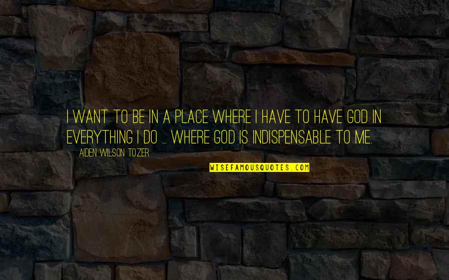 Everything I Want Quotes By Aiden Wilson Tozer: I want to be in a place where