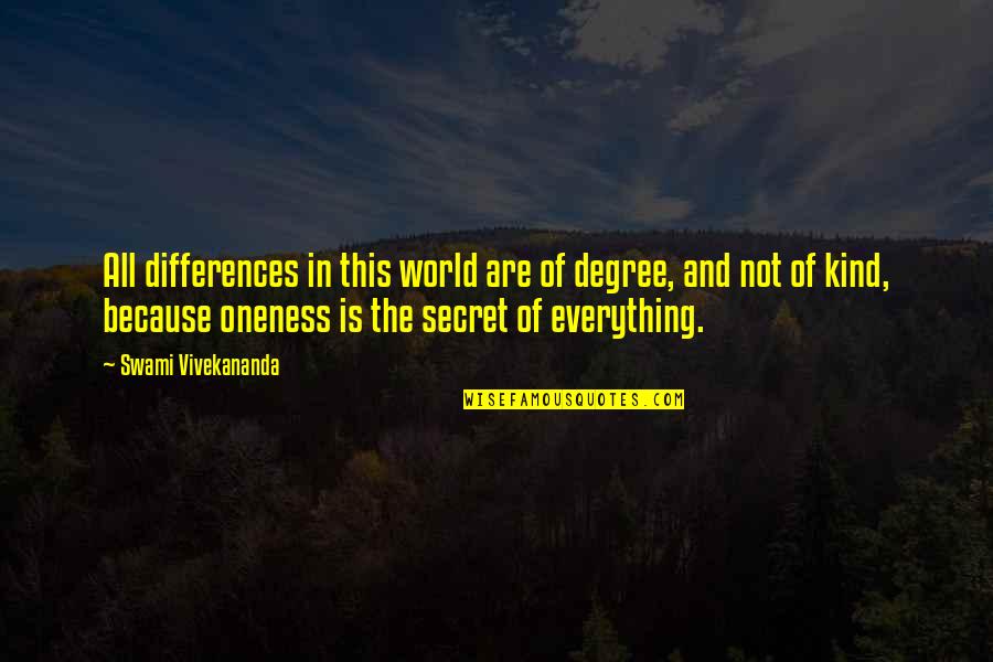 Everything In This World Quotes By Swami Vivekananda: All differences in this world are of degree,