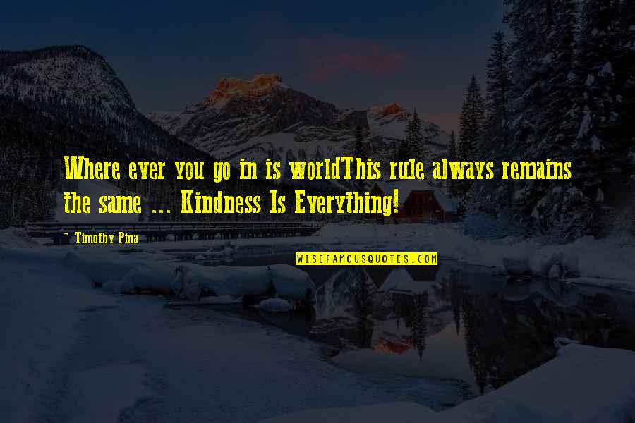 Everything In This World Quotes By Timothy Pina: Where ever you go in is worldThis rule