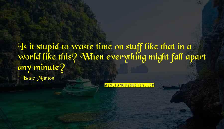 Everything In Time Quotes By Isaac Marion: Is it stupid to waste time on stuff