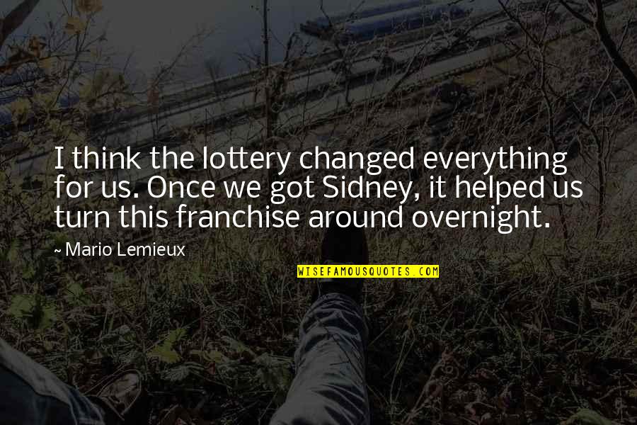 Everything Is Changed Quotes By Mario Lemieux: I think the lottery changed everything for us.