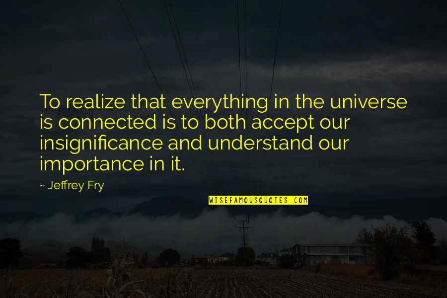 Everything Is Connected Quotes By Jeffrey Fry: To realize that everything in the universe is