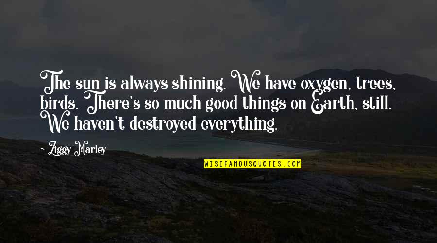 Everything Is Destroyed Quotes By Ziggy Marley: The sun is always shining. We have oxygen,