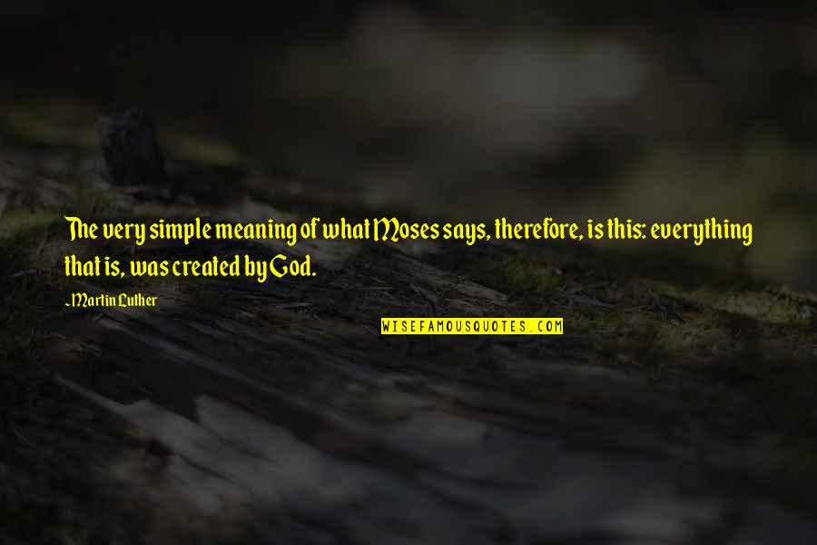 Everything Is God Quotes By Martin Luther: The very simple meaning of what Moses says, Everything Is God Quotes By Martin Luther: The very simple meaning of what Moses says,