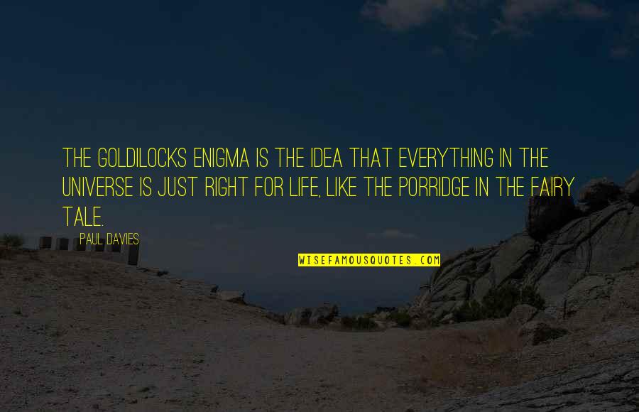 Everything Is Just Right Quotes By Paul Davies: The Goldilocks Enigma is the idea that everything