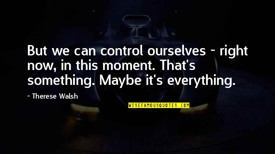 Everything Is Just Right Quotes By Therese Walsh: But we can control ourselves - right now,