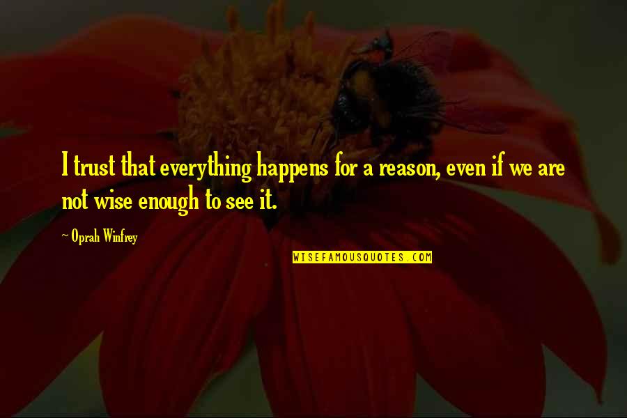 Everything Is Not Enough Quotes By Oprah Winfrey: I trust that everything happens for a reason,