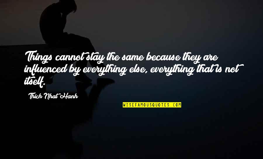 Everything Is Not The Same Quotes By Thich Nhat Hanh: Things cannot stay the same because they are