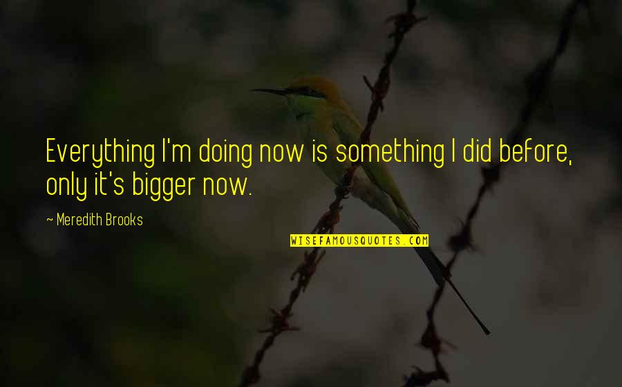 Everything Is Now Quotes By Meredith Brooks: Everything I'm doing now is something I did