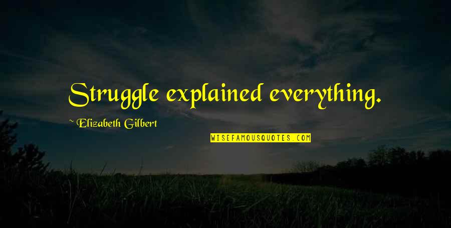 Everything Is Ok Quotes By Elizabeth Gilbert: Struggle explained everything.