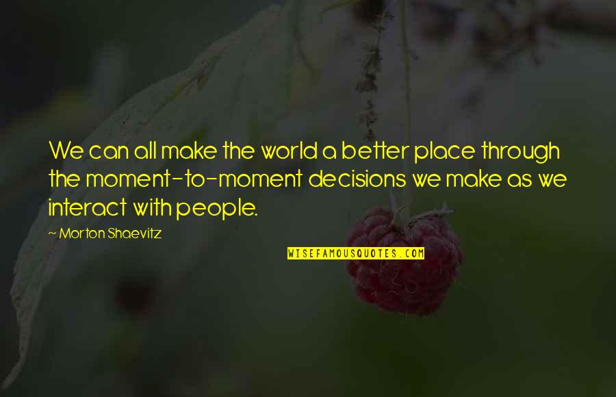 Everything Makes Perfect Sense Quotes By Morton Shaevitz: We can all make the world a better