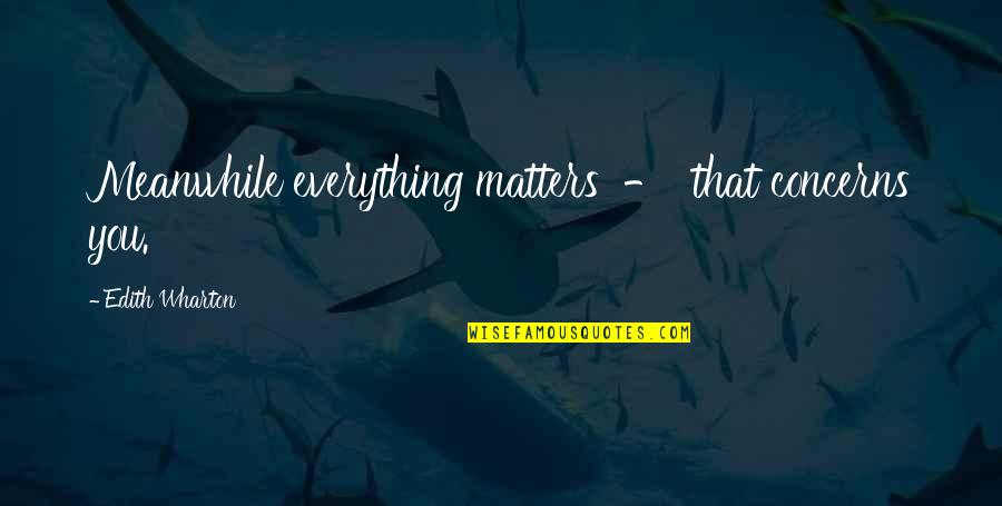 Everything Matters Quotes By Edith Wharton: Meanwhile everything matters - that concerns you.