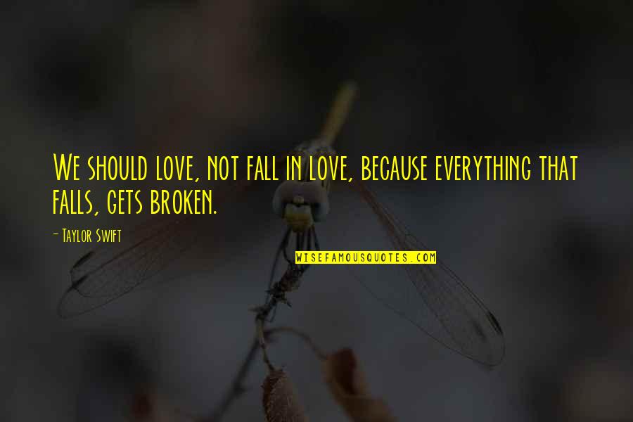 Everything Quote Quotes By Taylor Swift: We should love, not fall in love, because
