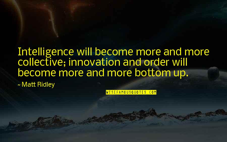 Everything Seems Wrong Quotes By Matt Ridley: Intelligence will become more and more collective; innovation