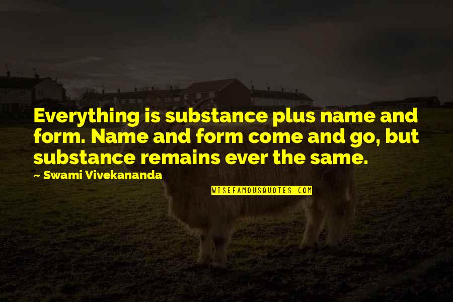 Everything That Remains Quotes By Swami Vivekananda: Everything is substance plus name and form. Name