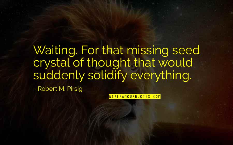 Everything Thats Missing Quotes By Robert M. Pirsig: Waiting. For that missing seed crystal of thought Everything Thats Missing Quotes By Robert M. Pirsig: Waiting. For that missing seed crystal of thought