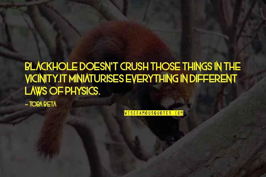 Everything Was Different Quotes By Toba Beta: Blackhole doesn't crush those things in the vicinity.It