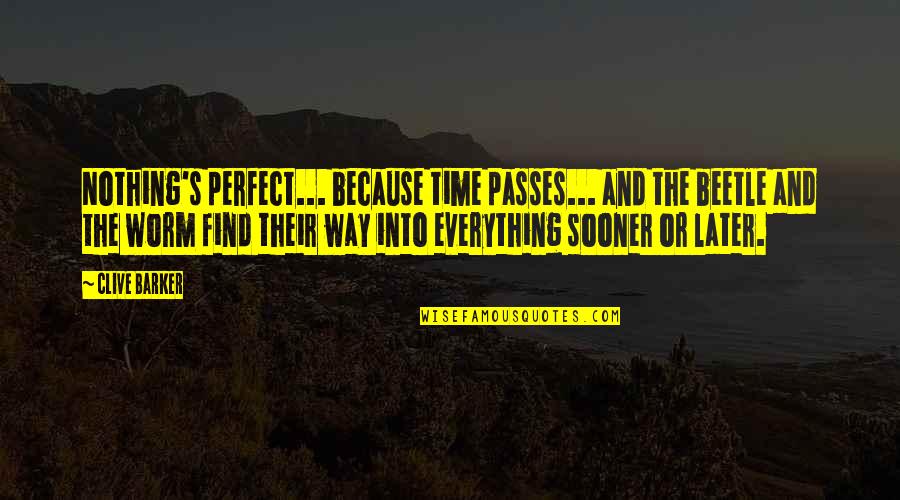 Everything Was Perfect Quotes By Clive Barker: Nothing's perfect... because time passes... and the beetle Everything Was Perfect Quotes By Clive Barker: Nothing's perfect... because time passes... and the beetle