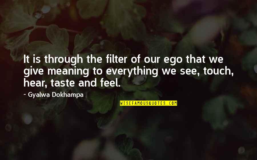 Everything We See Quotes By Gyalwa Dokhampa: It is through the filter of our ego Everything We See Quotes By Gyalwa Dokhampa: It is through the filter of our ego