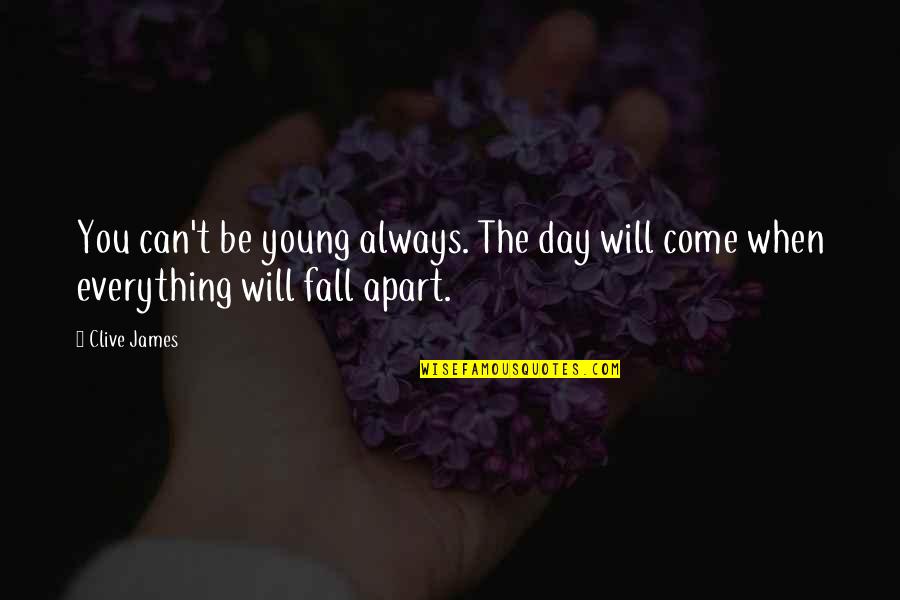 Everything Will Be Quotes By Clive James: You can't be young always. The day will