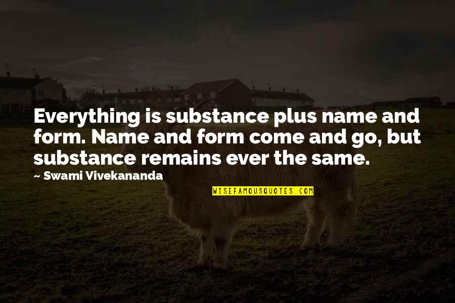 Everything's The Same Quotes By Swami Vivekananda: Everything is substance plus name and form. Name