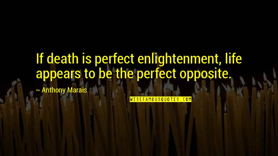 Everytime We Open A Can Quotes By Anthony Marais: If death is perfect enlightenment, life appears to
