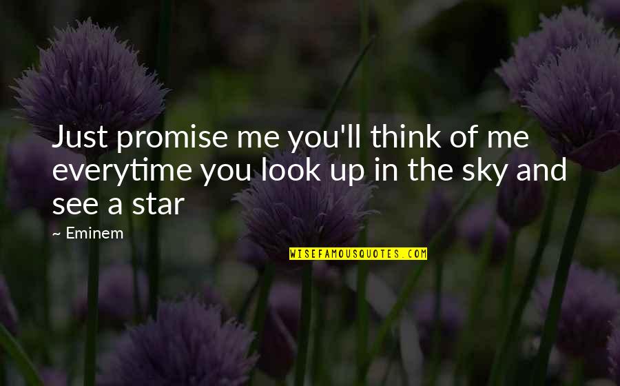 Everytime You Look At Me Quotes By Eminem: Just promise me you'll think of me everytime