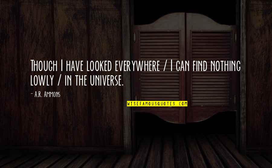 Everywhere Quotes By A.R. Ammons: Though I have looked everywhere / I can