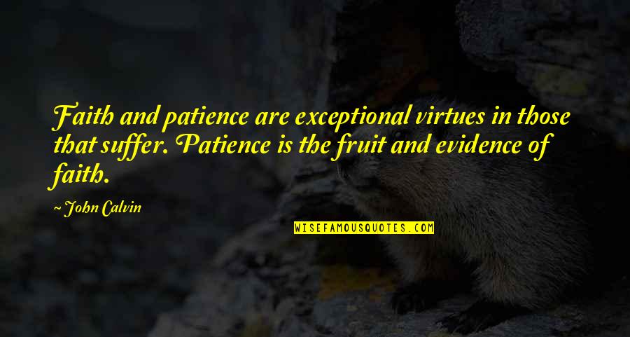 Evidence Is Quotes By John Calvin: Faith and patience are exceptional virtues in those