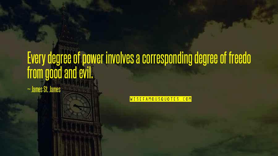Evil And Power Quotes By James St. James: Every degree of power involves a corresponding degree