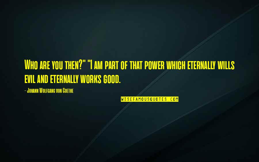 Evil And Power Quotes By Johann Wolfgang Von Goethe: Who are you then?" "I am part of
