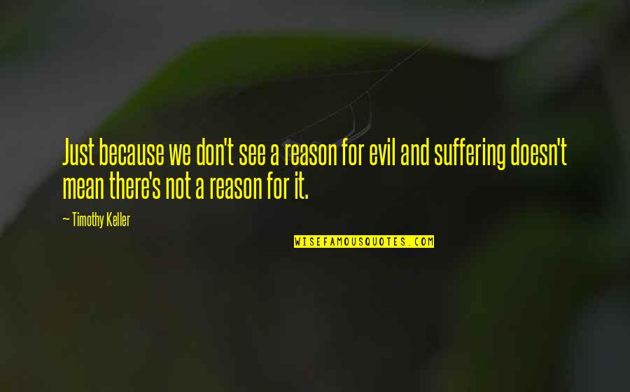 Evil And Suffering Quotes By Timothy Keller: Just because we don't see a reason for