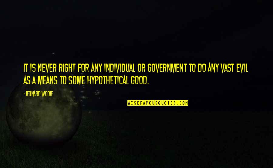 Evil Government Quotes By Leonard Woolf: It is never right for any individual or