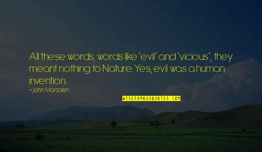 Evil Human Nature Quotes By John Marsden: All these words, words like 'evil' and 'vicious',