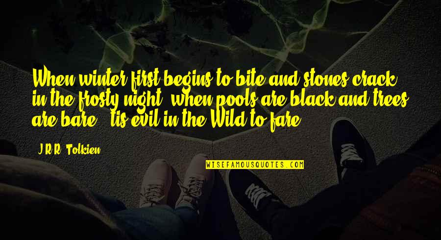 Evil In Night Quotes By J.R.R. Tolkien: When winter first begins to bite and stones Evil In Night Quotes By J.R.R. Tolkien: When winter first begins to bite and stones