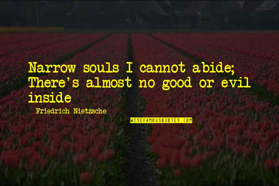 Evil Inside You Quotes By Friedrich Nietzsche: Narrow souls I cannot abide; There's almost no