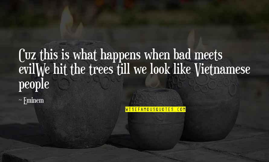 Evil Look Quotes By Eminem: Cuz this is what happens when bad meets