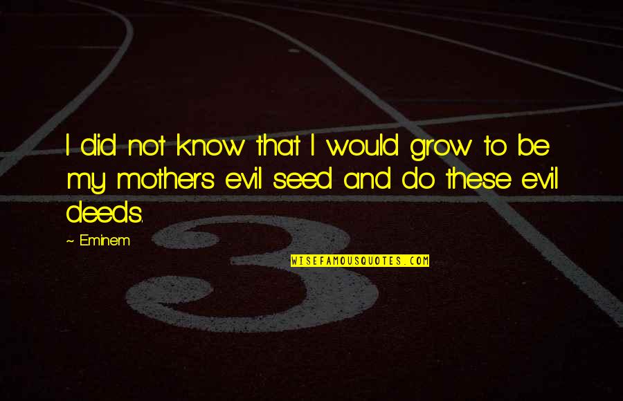 Evil Mothers Quotes By Eminem: I did not know that I would grow