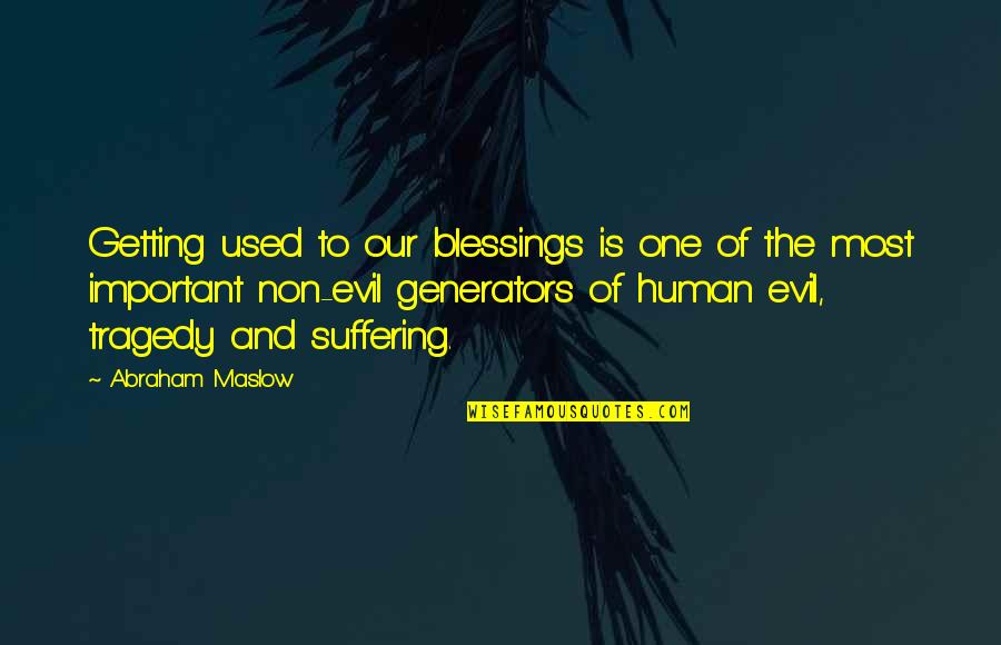 Evil Of Human Quotes By Abraham Maslow: Getting used to our blessings is one of Evil Of Human Quotes By Abraham Maslow: Getting used to our blessings is one of