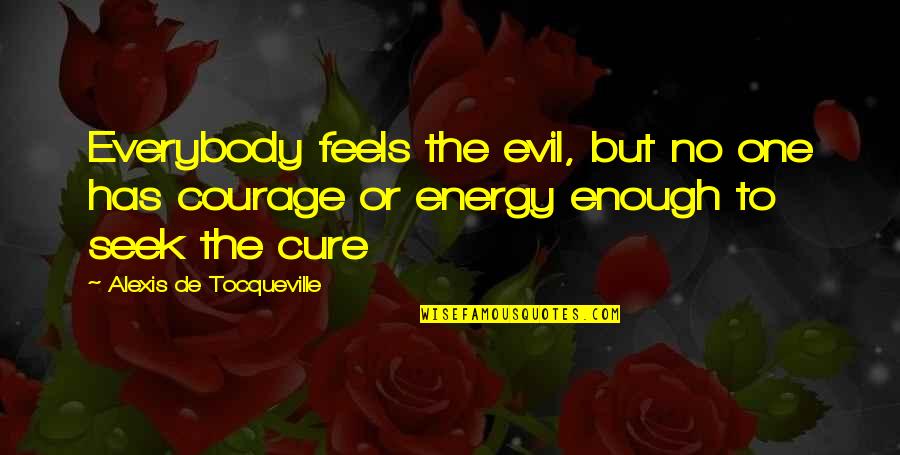 Evil Society Quotes By Alexis De Tocqueville: Everybody feels the evil, but no one has