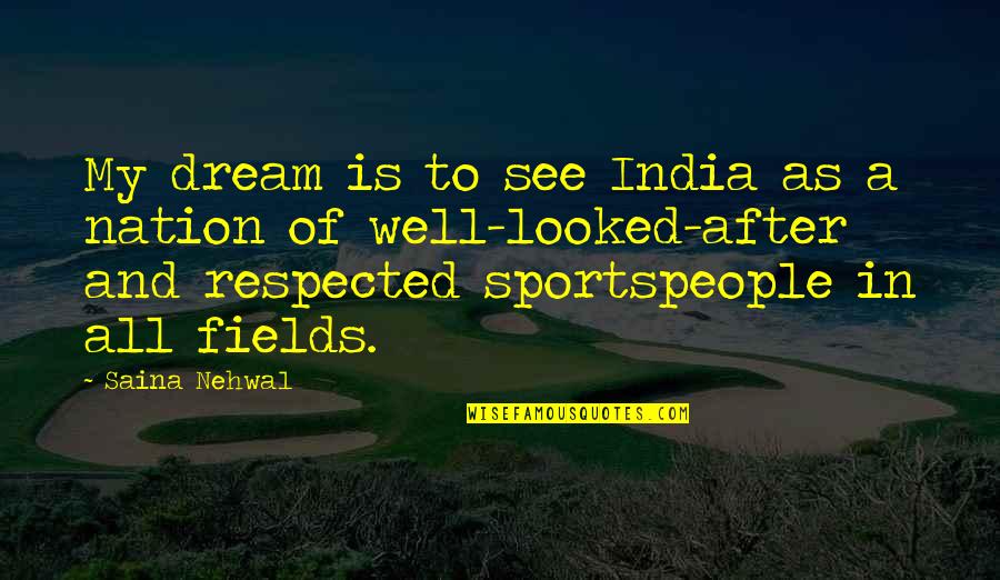 Evil Toons Quotes By Saina Nehwal: My dream is to see India as a