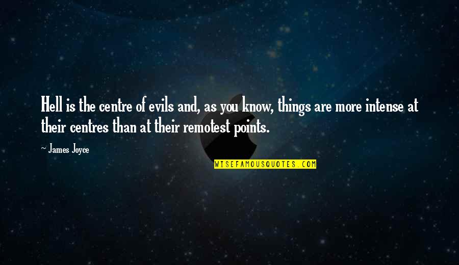 Evils Quotes By James Joyce: Hell is the centre of evils and, as