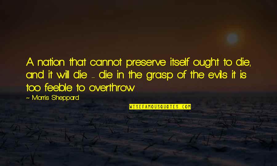 Evils Quotes By Morris Sheppard: A nation that cannot preserve itself ought to Evils Quotes By Morris Sheppard: A nation that cannot preserve itself ought to