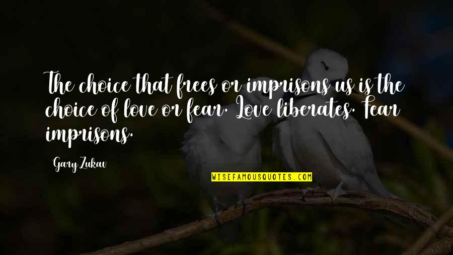 Evitenme Quotes By Gary Zukav: The choice that frees or imprisons us is Evitenme Quotes By Gary Zukav: The choice that frees or imprisons us is