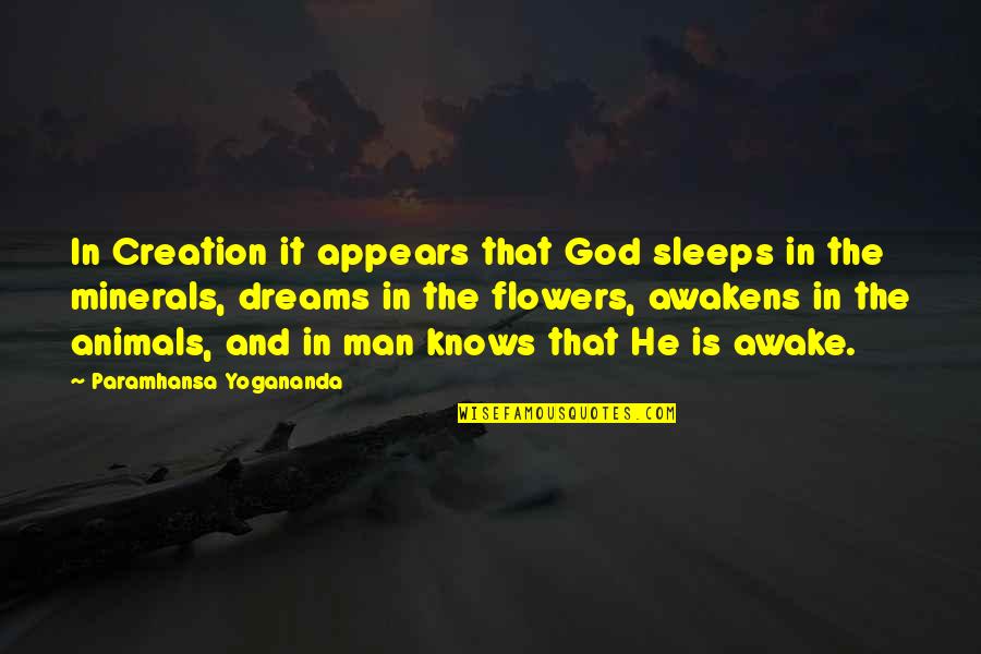 Evlada Dualar Quotes By Paramhansa Yogananda: In Creation it appears that God sleeps in Evlada Dualar Quotes By Paramhansa Yogananda: In Creation it appears that God sleeps in