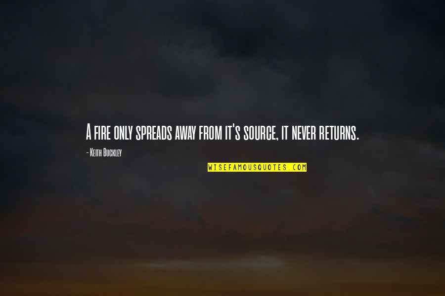 Evler101 Quotes By Keith Buckley: A fire only spreads away from it's source,