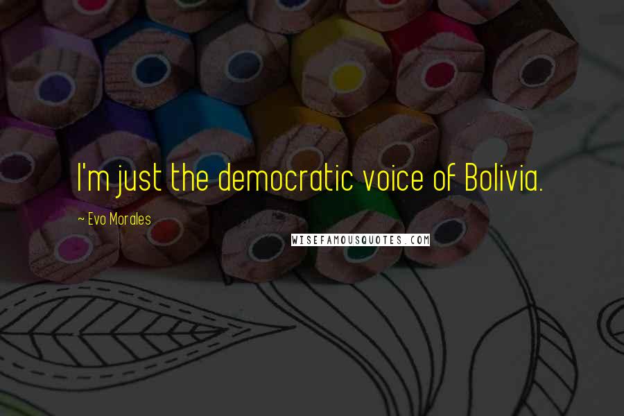 Evo Morales quotes: I'm just the democratic voice of Bolivia.