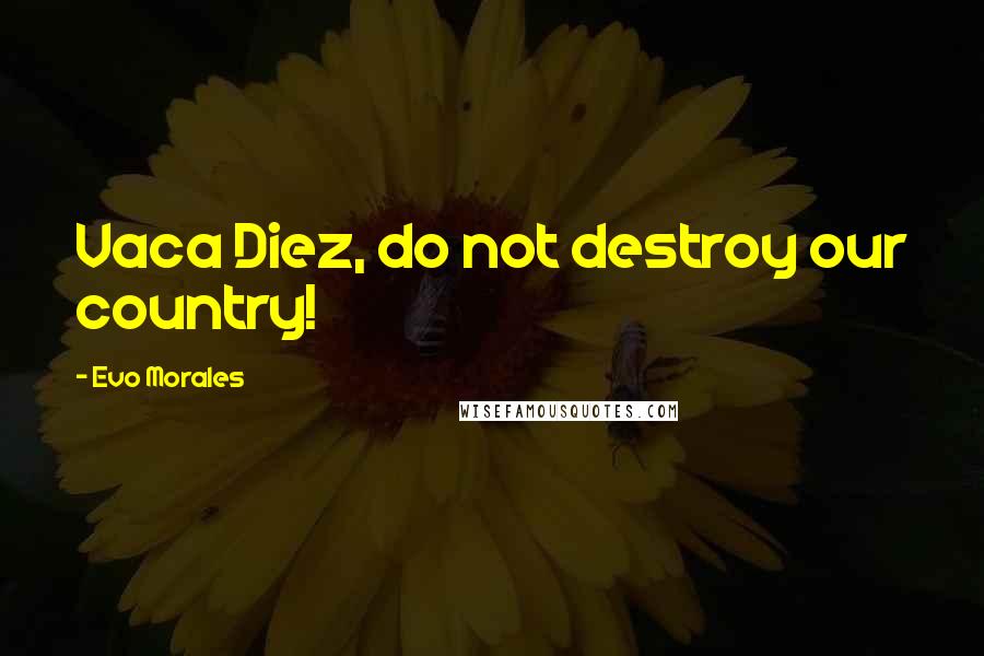 Evo Morales quotes: Vaca Diez, do not destroy our country!